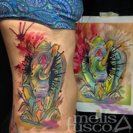Rhino tattoo next to painting Design Thumbnail